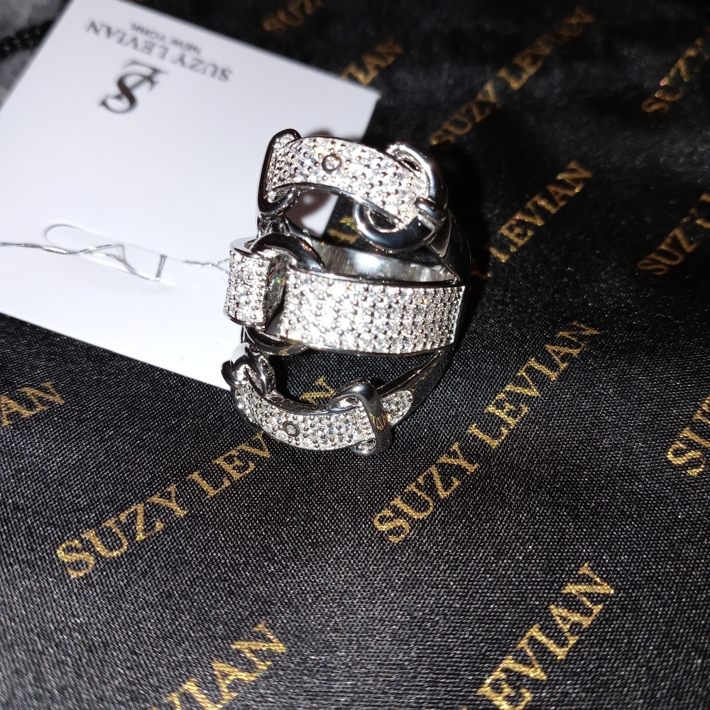 Sterling Silver CZ Triple Buckle Ring Size 7 NWT - Picture 9 of 15